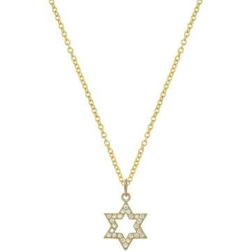 14K Gold Diamond Star of David Pendant Necklace