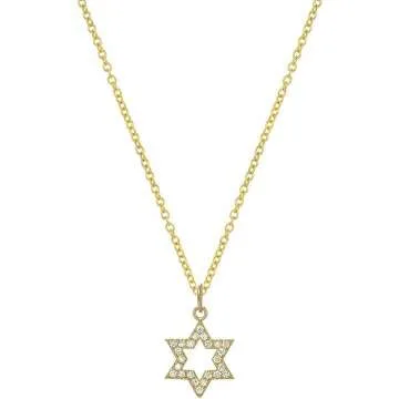 14K Gold Diamond Star of David Pendant Necklace