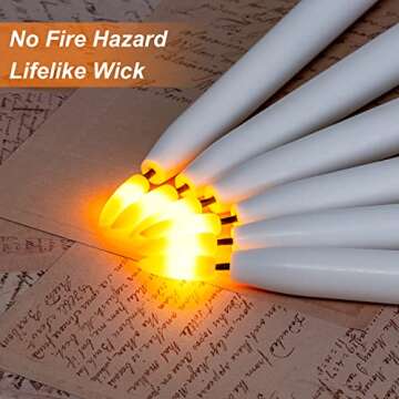 Homemory 11 inches Waxy Battery Operated Taper Candles with Remote Timer Dimmer, 6 Pcs Flameless Tap...