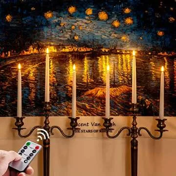 Homemory 11 inches Waxy Battery Operated Taper Candles with Remote Timer Dimmer, 6 Pcs Flameless Taper Candles with Flickering Flame, White Candlesticks Battery Powered for Ceremony Memorial Decor