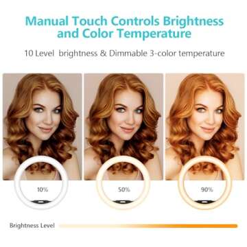 Sensyne 12'' Ring Light with 50'' Extendable Tripod Stand, LED Circle Lights with Phone Holder for Live Stream/Makeup/YouTube Video/TikTok, Compatible with All Phones