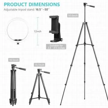 Sensyne 12'' Ring Light with 50'' Extendable Tripod Stand, LED Circle Lights with Phone Holder for Live Stream/Makeup/YouTube Video/TikTok, Compatible with All Phones