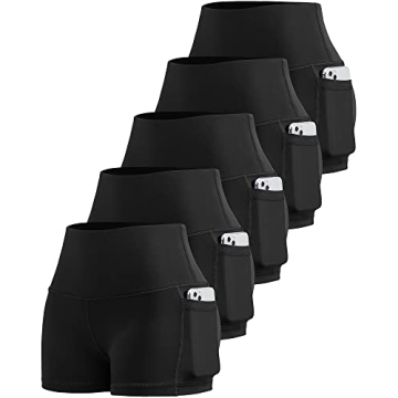 LZYVOO Spandex Shorts for Women with Pockets, Women's High Waisted Yoga Workout Booty Shorts (3" 5Bl...