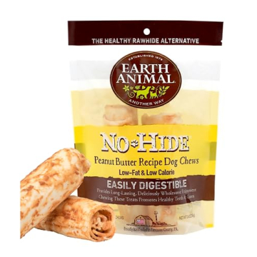 Earth Animal No Hide Small Long Lasting Dog Chew Rolls, Peanut Butter, 2 Count