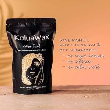 KoluaWax Hard Wax Beads for Hair Removal – Coarse Hair Formula – Face, Brazilian, Underarms, Back Chest, Bikini Waxing – Coconut Colada, 1lb Refill for Wax Warmers & 10 Large Applicator Sticks