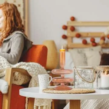 KESYOO Glass Taper Candle Holder - Elegant Home Decor