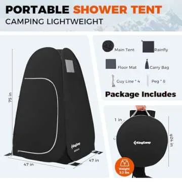 KingCamp Oversize Outdoor Shower Tents for Camping Dressing Room Portable Shelter Changing Room Shower Privacy Shelter Single/Double Shower Tent