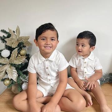 Hoanselay Boys Cotton Linen Summer Outfit Set for Babies