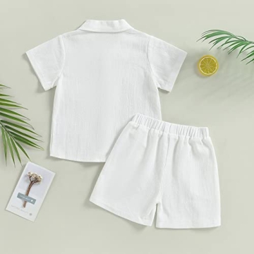Hoanselay Boys Cotton Linen Summer Outfit Set for Babies