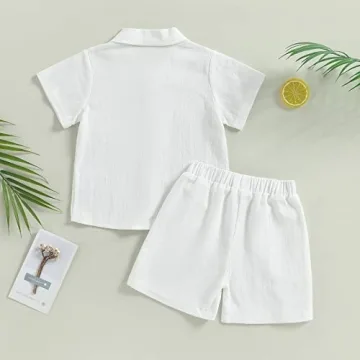 Hoanselay Boys Cotton Linen Summer Outfit Set for Babies