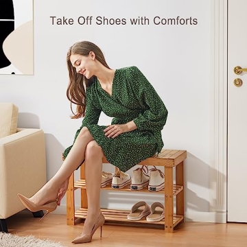 Pipishell Bamboo Shoe Rack Bench Holds 300lbs