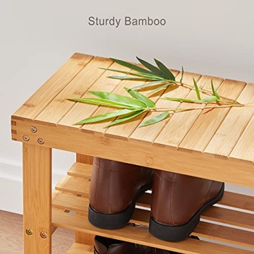 Pipishell Bamboo Shoe Rack Bench Holds 300lbs