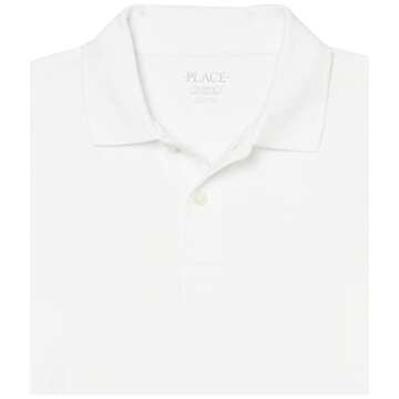 The Children's Place boys Single Long Sleeve Pique Polo, White, Small
