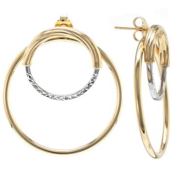 Gemistry Judy Crowell Jewelry Gold Over Sterling Silver and Rhodium Diamond Cut Double Circle Earrin...