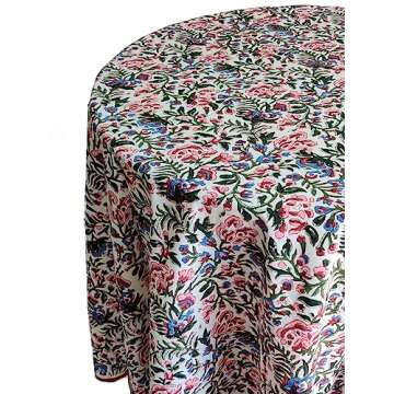 ATOSII Ambrosia 100% Cotton Round Boho Fall Tablecloth, Handblock Floral Table Cloth Linen for Kitch...