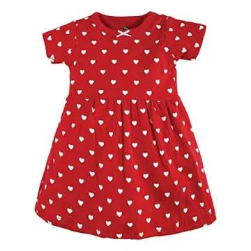 Hudson Baby Infant and Toddler Girl Cotton Dresses, Red Pink Hearts, 18-24 Months