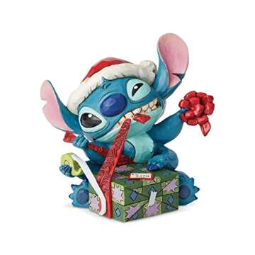 Enesco Disney Traditions by Jim Shore Lilo and Stich Santa Stitch Wrapping Present Figurine, 5.25 In...