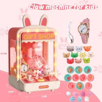 Skirfy Claw Machines for Kids,Kids Toys Mini Vending Machine with Squishy Fidget Toys Girl Toys,Candy Machine with Lights&Watch,Arcade Game Toy,Teen Girl Gift Trendy Stuff,Birthday Gift for Girls 8-10