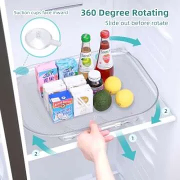 Lazy Susan Turntable Organizers for Refrigerator, 16.14''x12'' Clear Fridge Organizers and Storage for Fridge Cabinet Pantry Countertop Kitchen Elechomes Condiment Organizer, Rectangle, Gift to Mother