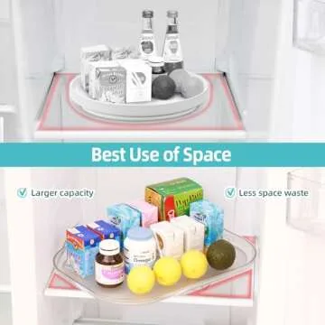 Lazy Susan Turntable Organizers for Refrigerator, 16.14''x12'' Clear Fridge Organizers and Storage for Fridge Cabinet Pantry Countertop Kitchen Elechomes Condiment Organizer, Rectangle, Gift to Mother
