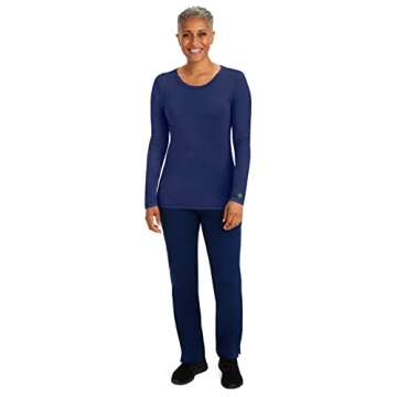 Healing Hands Women's Underscrub Soft Knit Melissa Longsleeve Scrub Tee with Breathable & Easy Care Fabric 5047, L, Navy