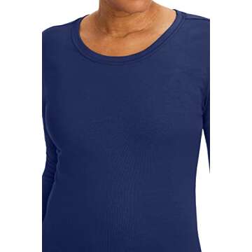 Healing Hands Women's Underscrub Soft Knit Melissa Longsleeve Scrub Tee with Breathable & Easy Care Fabric 5047, L, Navy