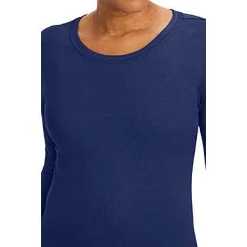 Healing Hands Women's Underscrub Soft Knit Melissa Longsleeve Scrub Tee with Breathable & Easy Care Fabric 5047, L, Navy
