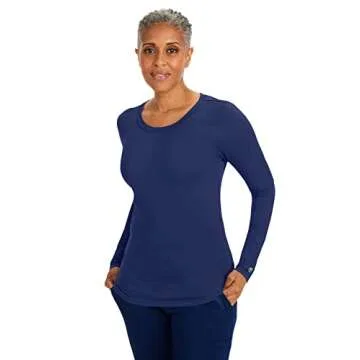 Healing Hands Women's Underscrub Soft Knit Melissa Longsleeve Scrub Tee with Breathable & Easy Care Fabric 5047, L, Navy