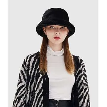 Taidor Fluffy Faux Fur Bucket Hat for Women - Chic Winter Cap