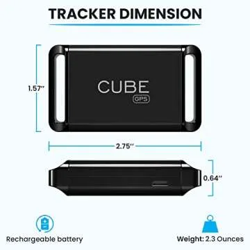 Cube GPS Tracker for Vehicles Assets Kids, Mini GPS Trackers for Dogs, Car Tracker Device: Real Time Worldwide Location SOS Pings Geo-Fencing + Rechargeable Battery Requires Subscription