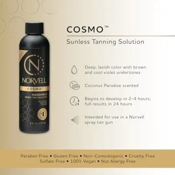 Norvell Spray Tan Solution, Cosmo, Blend of Warm Brown & Cool Violet-Brown Undertones, 8 fl. oz. - Long-Lasting, Handheld Self-Tanning Spray with Tomato Seed Extract, Aloe Leaf
