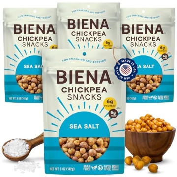 BIENA Chickpea Snacks - Crunchy Roasted Chickpeas - High Fiber Vegan Protein Snacks for Adults and K...