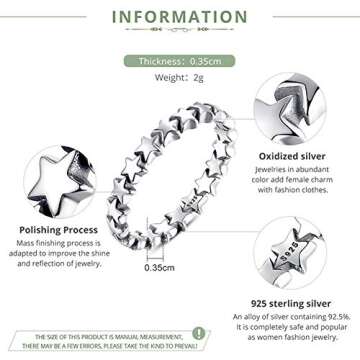 Presentski 925 Sterling Silver Linked Star Ring Eternity Love Rings
