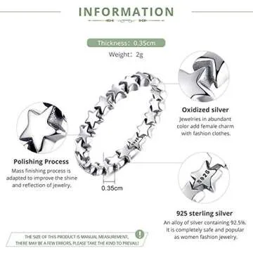 Presentski 925 Sterling Silver Linked Star Ring Eternity Love Rings