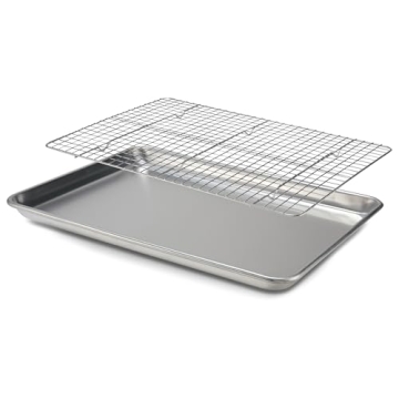 Checkered Chef Baking Sheet Set - Large 13" x 9.5" Stainless Steel Quarter Pan for Baking w/Oven Saf...