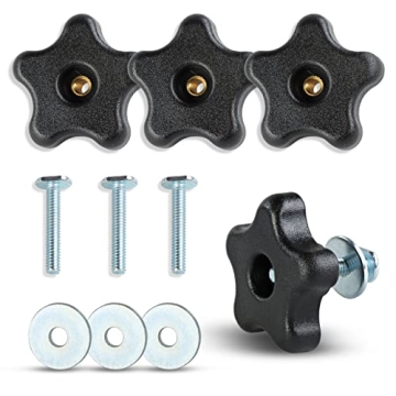 DCT 5 Star Knobs Kit for Woodworking & DIY Projects - 4 Pack with Bolts & Washers