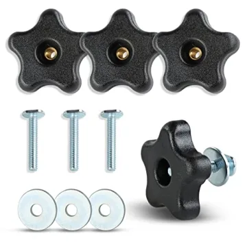 DCT 5 Star Knobs Kit for Woodworking & DIY Projects - 4 Pack with Bolts & Washers