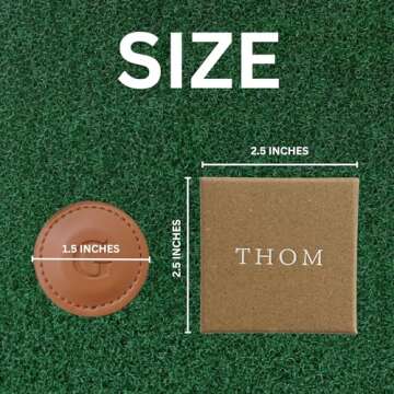THOM Personalized Golf Marker A-Z, (Set of 2) for Golfers - Magnetic Ball Marker Handmade with 100% Vegan Leather - Fun Golf Stuff for Men - Customized Golf Gifts (C, Black/Brown)