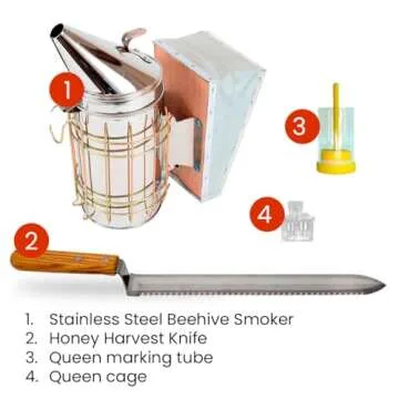 SunVara Bee Keeping Starter Kit Beekeeping Supplies, Bee Keeping Supplies-All Beekeeping Tools Bee Supplies and Equipment, Honey Bee Hive Starter Kit Tools Beekeeping Bee Smoker for Beekeeping