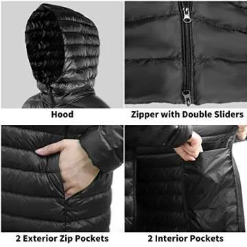 sunseen Women's Ultra Light Packable Hooded Down Coat