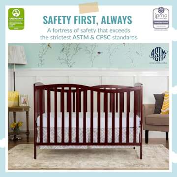 Dream On Me Chelsea 5-In-1 Convertible Crib In Cherry, JPMA Certified