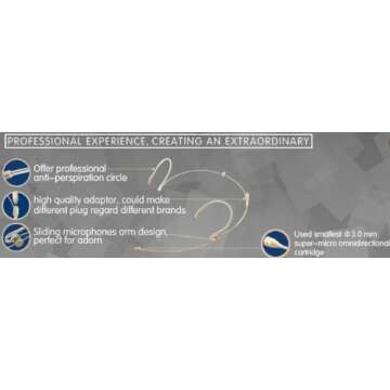 J K Professional Headset/Headworn Microphone MIC-J 071S Compatible with Sennheiser Wireless System -...