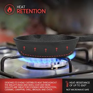 Modern Innovations Mini Black Cast Iron Skillet Set with Silicone Mitt (4 Count) - 3.5 Inch Pans, Pre Seasoned Small Skillets for Baked Cookie/Brownie or Cooked Eggs