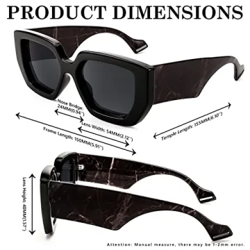 FEISEDY Oversized Square Sunglasses for Women Men Thick Frame Shades B4074