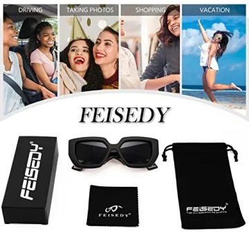 FEISEDY Oversized Square Sunglasses for Women Men Thick Frame Shades B4074