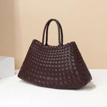 DYANGLIZH Vegetable Baskets, Hand-Woven Bags, Handbags, Soft Leather Women's Bags