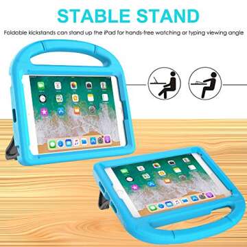 SUPLIK Kids Case for iPad Mini 5/4/3/2/1 (7.9"), Durable Shockproof Protective Handle Bumper Stand Cover with 2*Screen Protectors for 7.9 inch Apple iPad Mini 5th/4th/3rd/2nd/1st Generation, Blue