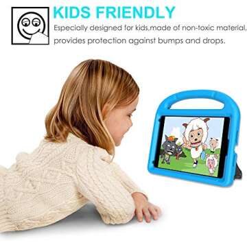 SUPLIK Kids Case for iPad Mini 5/4/3/2/1 (7.9"), Durable Shockproof Protective Handle Bumper Stand Cover with 2*Screen Protectors for 7.9 inch Apple iPad Mini 5th/4th/3rd/2nd/1st Generation, Blue