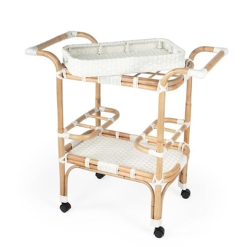 Beaumont Lane White Rattan Bar Cart