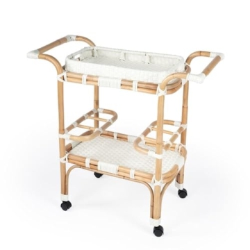 Beaumont Lane White Rattan Bar Cart